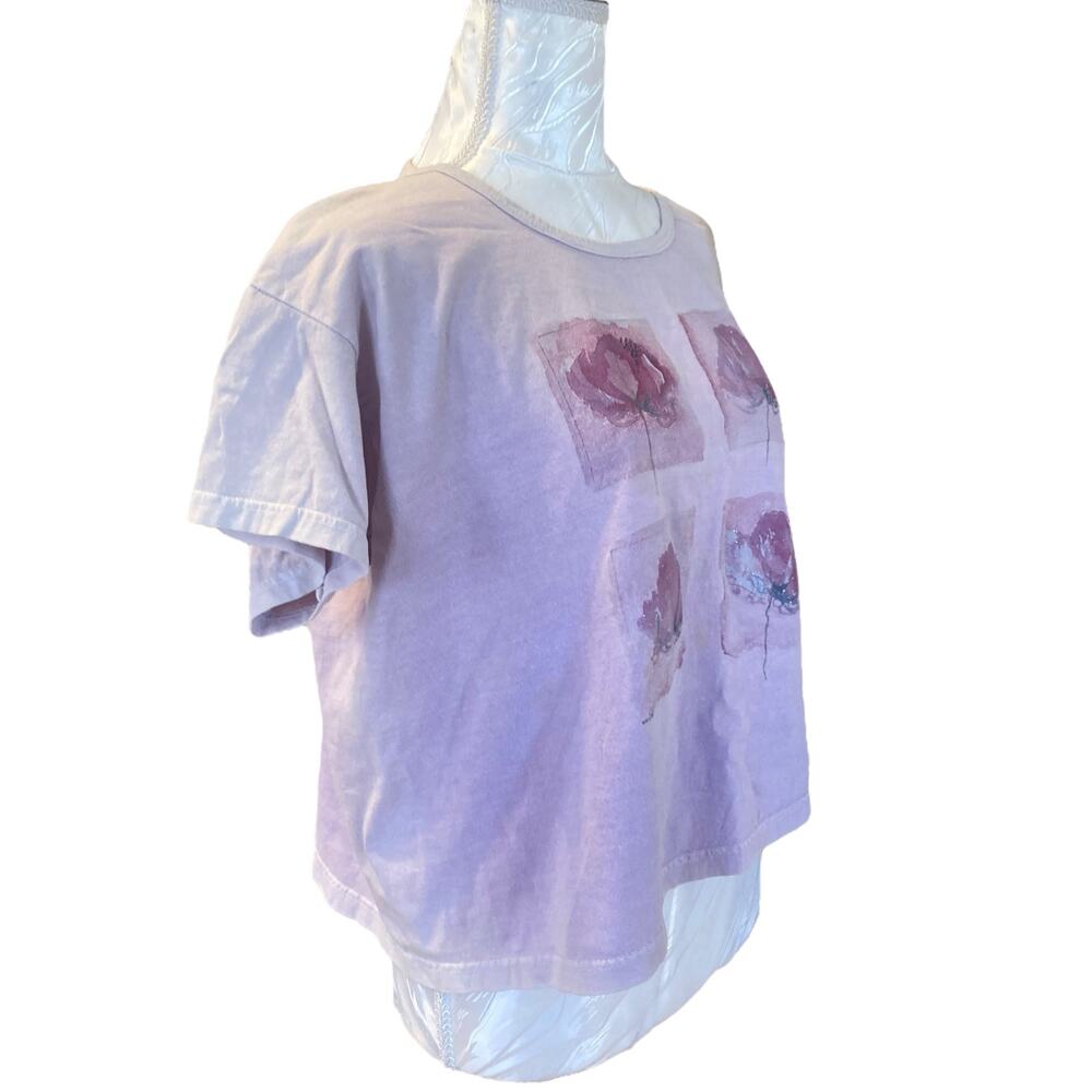 Vintage Authentic Pigment Purple Floral T Shirt Womens Sz Large Y2K Artsy Kawaii - Picture 4 of 14